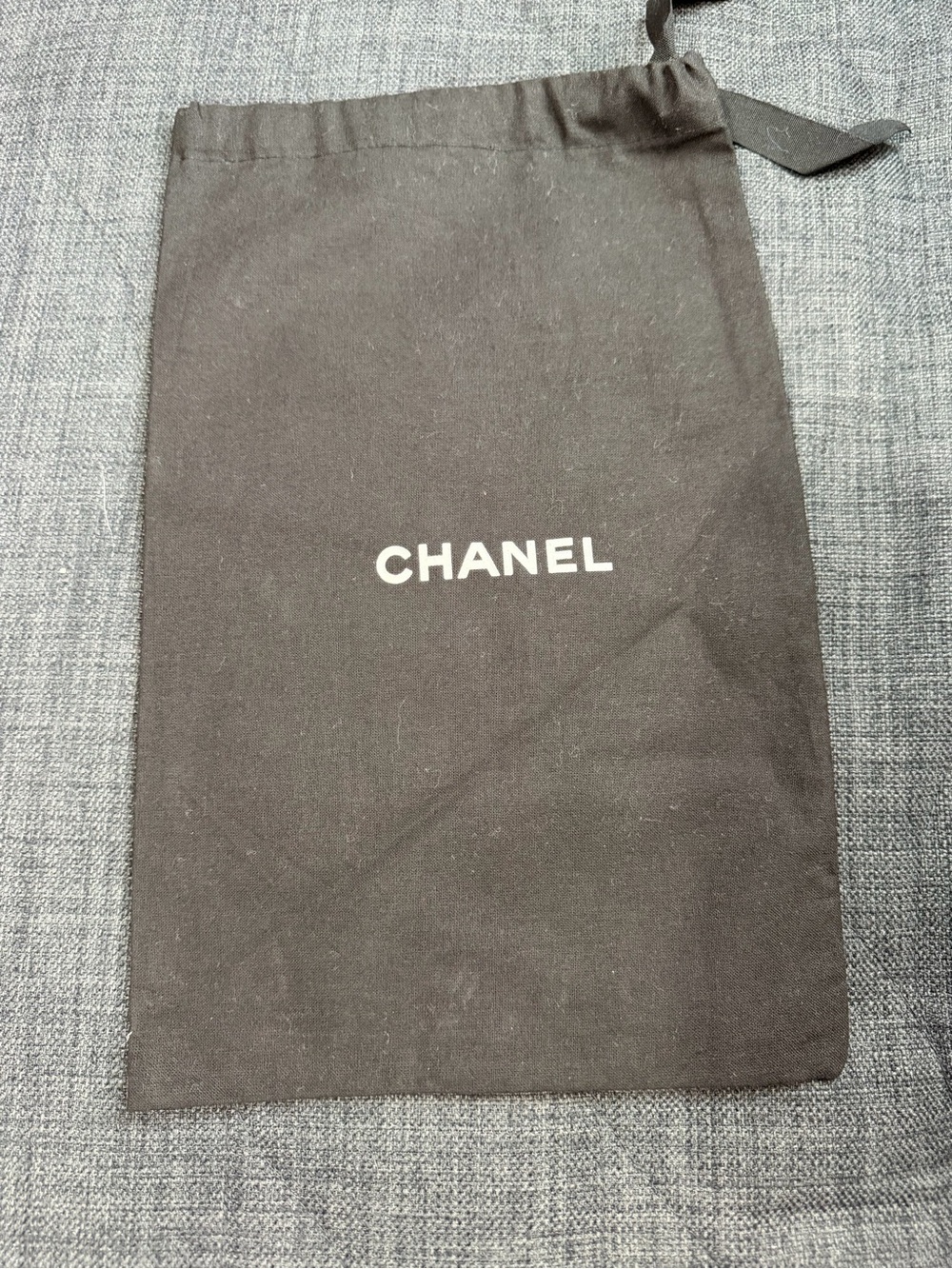 CHANEL Black Dust Bag Pouch with White Logo